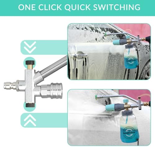 Sooprinse Pressure Washer Foam Cannon with Dual Connector Accessory, Power Washer Soap Cannon with Double Tip Attachment, 5 Power Washer Nozzle Tips, 1/4" Quick Connect, 4000 PSI - Image 6