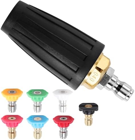 Pressure Washer Tips Rotating Turbo Nozzle, 4000PSI Max Power Washer Accessories Parts, with 7pcs Spray Jet Nozzles Kit Attachment&1/4 IN Quick Connector, for Cleaning Concrete, Brick Surface by Unknown