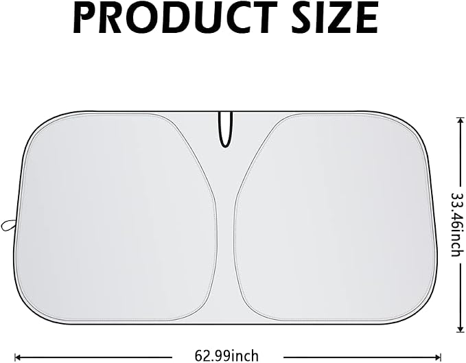 Car Shade Front Windshield-Portable Folding Car Windshield Sun Shade | UV&Heat Resistant Sun Blocker- Keeps Car Cool,Universal Windshield Cover Sun Shade Fit Car, Truck, SUV XL(62.99*33.46inch) - Image 2