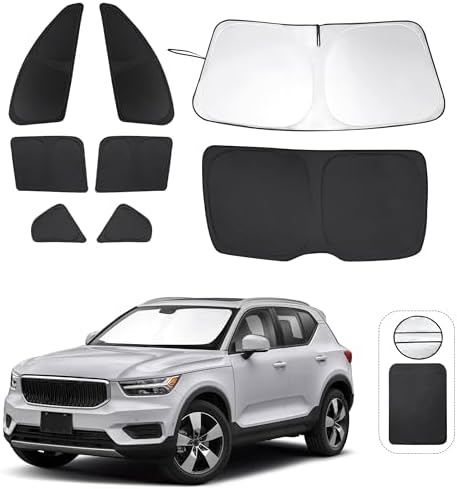TINGLU Window Shades for Volvo XC40 2019-2025 2026 Accessories Car Side Full Windows Rear Triangular Windshield Sun Shade Sun UV Rays & Privacy Protection for Camping,Napping,and Relaxing 8PCS by TINGLU