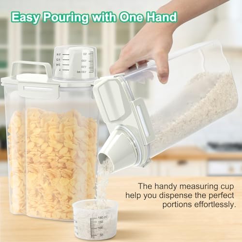 TBMax Rice Storage Container 3 to 5 Lbs - Small Pet Dog Cat Food Container Dispenser with Easy Pouring Spout & Cup, Portable Cereal Container for Small Spaces, Travel, or Daily Use -Beige - Image 3