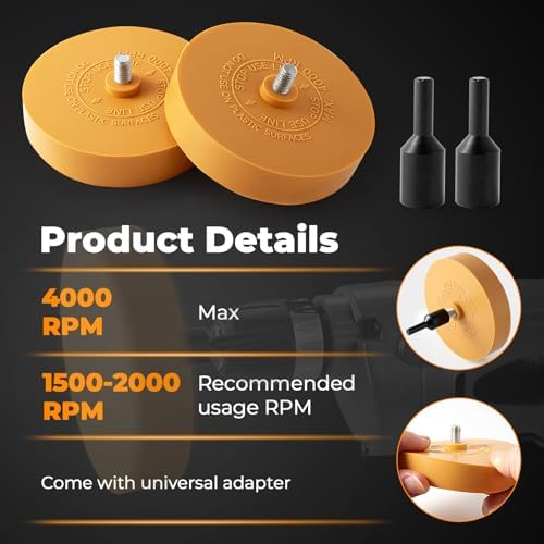Gomake Eraser Wheel Decal Remover Tool Kit Rubber Eraser Wheel for Drill - Image 2