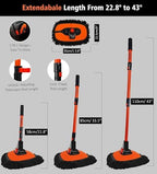 43'' Car Wash Brush with Long Handle Chenille Microfiber Car Wash Kit Mitt Retractable Bent Pole Car Wash Mop for Cars RV Truck Boat (Orange-1) - Image 4