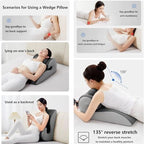 Premium Memory Foam Wedge Pillow for Couples & Pregnancysupport - Oversized Ergonomic Designwith Removable Washable Cover,Gray1 - Image 7