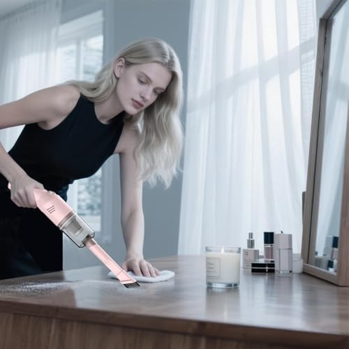 Mini Handheld Vacuum for Home&Car, Cordless Portable Rechargeable Pink - Image 2
