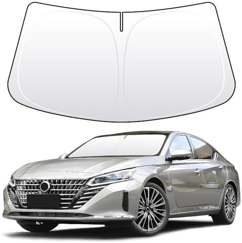 Front Windshield Sun Shade Custom Fit Compatible for Altima 2019-present Sunshade Foldable UV Ray Reflector Sun Visor Protector Accessories Shield Cover Reflective (for Altima 2019-present) by akarin