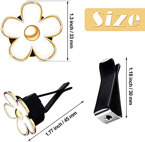 Frienda 6 Pcs Daisy Vent Clips for Car, 3/3.3 cm, White - Image 2