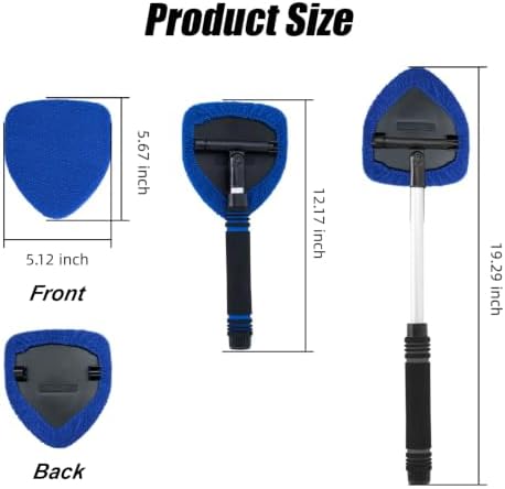7 PCS Windshield Cleaning Tool, 19" Windshield Cleaner Kit with Extendable Handle, Microfiber Towel Pads, Brush, Empty Spray Bottle for Auto Glass Interior (Blue) - Image 2