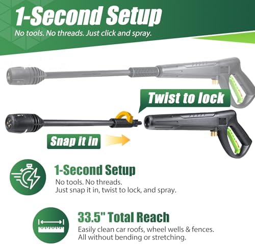Pressure Washer Gun Wand & 3-in-1 Adjustable Nozzle, M22-14mm - Image 4