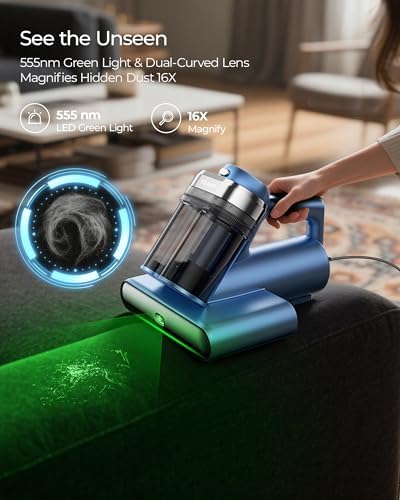 Teant Bed Mattress Vacuum, 18 kPa & Green Light Dust Detection, MV-Grey - Image 2