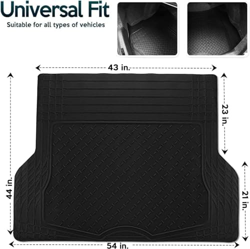 ZONETECH All Weather Rubber Semi Pattern Cargo Liner Trunk Floor Mat – Premium Quality Black Heavy Duty Cargo Trunk Floor Mat (2 Pack) - Image 5