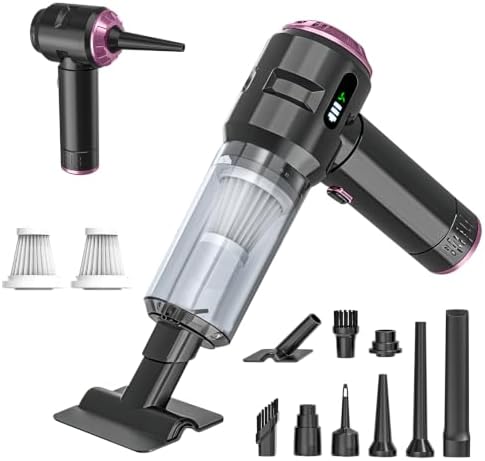 Handheld Vacuum Cleaner Cordless, 23000Pa Powerful Car Mini Vacuum Cleaner, Rechargeable Portable Lightweight dust Catcher for Home Car Carpet Stairs Pet Hair Deep Cleaning（Black-Purple） by Unknown