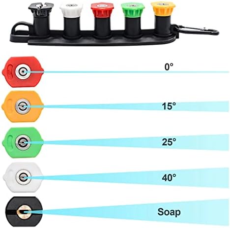 Pressure Washer Tips, Set of 5 Pressure Washer Nozzle Tips with Nozzle Holder, 1/4 Inch Quick Connect Power Washer Tips, 4000 PSI, Multiple Degrees Rinse Kit, Pressure Washer Accessories - Image 3