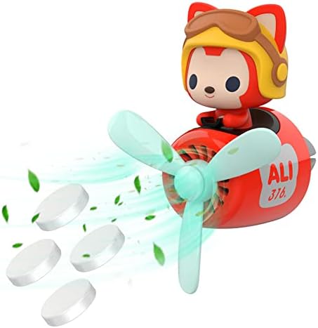 Car Air Fresheners Cute Cartoon Fox Pilot Car Diffuser Rotating Propeller Automotive Air Outlet Fan Creative Car Perfume Decoration Funny Car Interior Accessories by Jimtyee