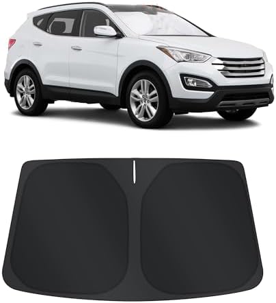 TINGLU Sun Shade for Hyundai Santa Fe 2013-2018 Accessories Windshield Sun Shade Window Shade UV Rays Protection Sun Visor Cover with Steering Wheel Sunshade Storage Bag by TINGLU
