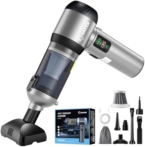 Saker 4 in1 Handheld Car Vacuum Portable Cordless 20000Pa HL157 Silver by Saker