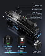 Handheld Vacuum Cordless, 18000PA Strong Suction Car Vacuum Cleaner Portable with Brushless Motor & LED Light, Hand Vacuum with Multi-Nozzles & Washable Filter for Home Office, Car, Pets - Image 3