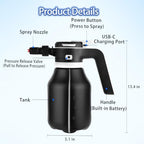 Electric Foam Sprayer for Car Wash, 2L Rechargeable Battery-Powered Foam Cannon with 3500mAh Large Capacity Battery & Battery Level Display, Type-C Charging with English Manual - Image 6