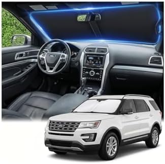 for Ford Explorer 2011-2019 Windshield Sun Shade Front Window Shade Custom Fit Explorer Accessories Sun Visor Foldable Shade Blocks UV Rays Summer Must Have Car Accessories by AuyNeas