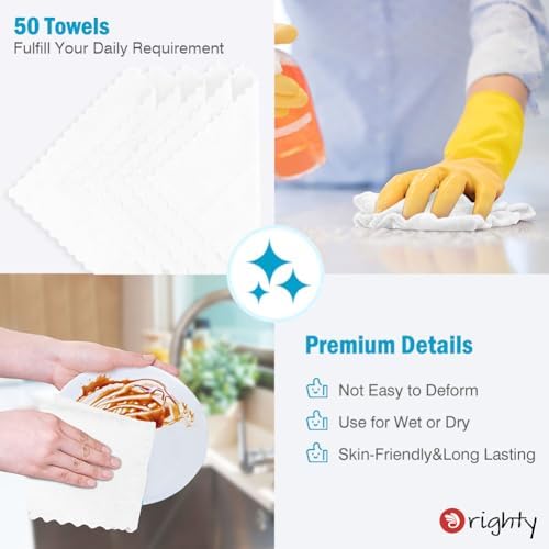 Orighty Microfiber Cleaning Cloth Bulk, 50 Pack Shop Towels 12x12 in, White - Image 4