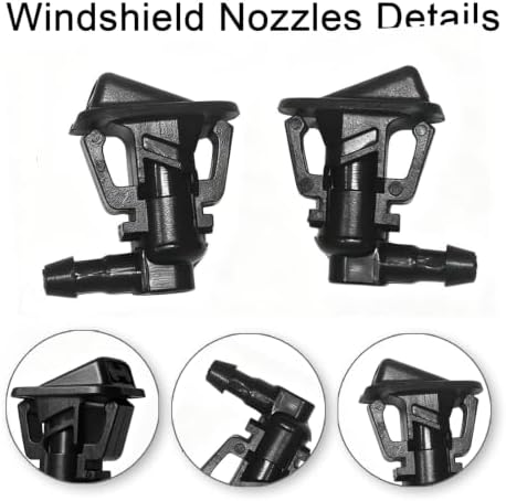 Front Windshield Washer Nozzle Kit fit for 2013-2019 Wrangler JK JKU, 2013-2017 Jeep Wrangler Replaces 68197414AB, 68164356AB, 68197414AA Wiper Washer Nozzle Spray Jet - Image 2