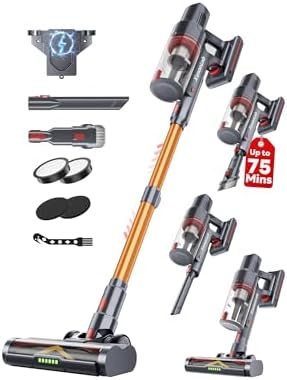 Cordless Vacuum Cleaner, 75Mins/55KPa/650W, Rechargeable by SmartPowerCleanFuture