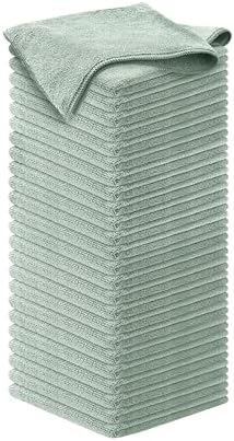 USANOOKS Microfiber Cleaning Cloth - Sea Green - 50Pcs (12.5x12.5 inch) High Performance - 1200 Washes, Ultra Absorbent Car Towel Traps Grime & Liquid for Streak-Free Mirror Shine - car Washing Cloth by USANOOKS