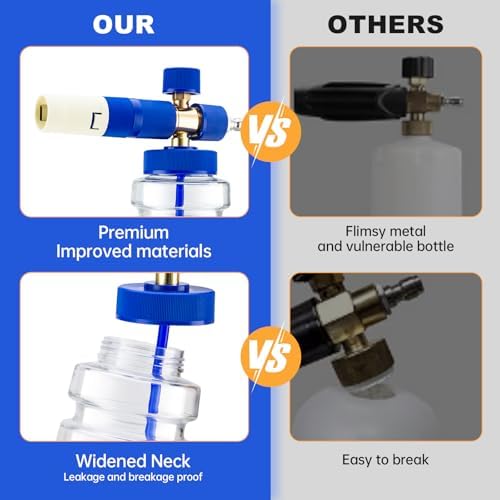 Foam Cannon for Presure Washer，Blue Car Wash Cleaning Foam Cannon with 1/4” Quick Connector,Adjustable Foam Thickness and Spray Range,Suitable for Various Car Washing Scenarios - Image 6