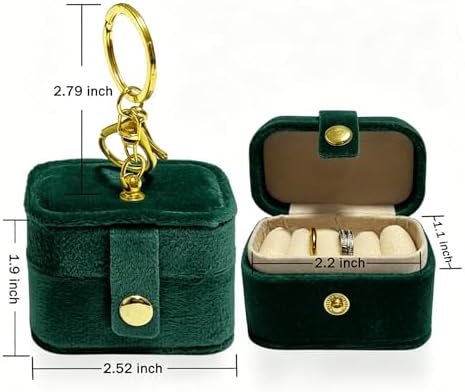 Ring Bearer Pillow Box for Dog Collar, Velvet Wedding Mini Ring Holder Pouch for Pet, Travel Ring Earrings Storage Box for Proposal Engagement Wedding Ceremony Party (Green) - Image 2