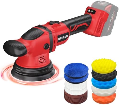 VERVEWAVE Cordless Buffer Polisher Kit for Milwaukee 18V/M18 Battery (No Battery), 6-Inch Orbital Car Polisher 6 Speed 1800—5500 RPM, 17PCS Polishing Accessories, for Car Polishing/Waxing (Tool Only) by VERVEWAVETools
