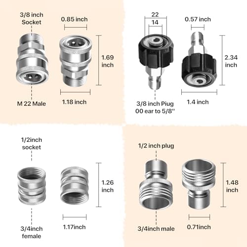 Twinkle Star Pressure Washer Adapter Set, Stainless Steel, 9 Sets - Image 5