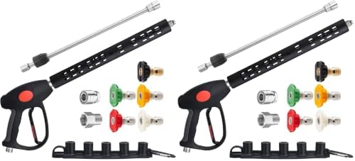 M MINGLE Replacement Pressure Washer Gun with Extension Wand, M22 15mm or M22 14mm Fitting, 5 Nozzle Tips, 40 Inch, 4000 PSI (Pack of 2) by MMINGLE
