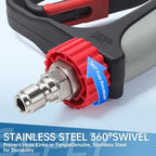 Pressure Washer Short Gun, 5000 PSI/10.5 GPM High Power Washer Spray Gun with 5 Nozzle Tips, 3/8'' Swivel Quick and M22-14mm Connect for Foam Cannon Car Wash - Image 2