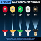 Saker High Pressure Washer Gun with 5 Color Quick Connect Power Washer Sprayer Nozzles,Only Compatible with High-Pressure Water Pipes of M22-14mm Diameter - Image 5