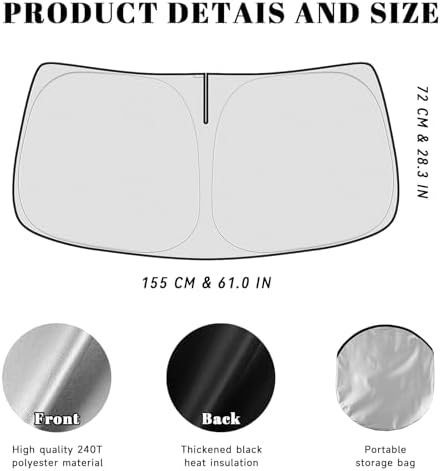 Car Windshield Sun Shade for Chevy 2014-2018 Silverado 1500 & for GMC 2014-2018 Sierra 1500 Accessories (OEM Design) Reflective Foldable Heat Insulation Sunshade for Ultimate Protection - Image 5