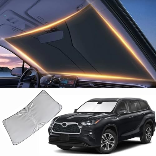 Windshield Sun Shade for Toyota Highlander Front Window Shades Cover for 2014-2025 2026 Highlander Windshield Sun Visor Protector Car Accessories by LZYYQX