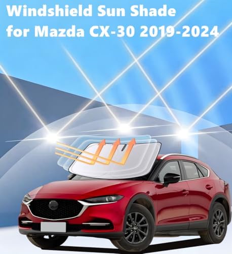 Windshield Sun Shade for Mazda CX-30 2019-2024, 4-Layer 240T Foldable UV Block Car Accessory to Cool Interior - Image 2