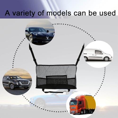Car Net Pocket Handbag Holder, Organizer Mesh Bag Between Seats, Driver Storage Netting Pouch for Handbag Purse, Universal Accessory for Women and Men, Pet/Kids Car Barrier (Black) - Image 7