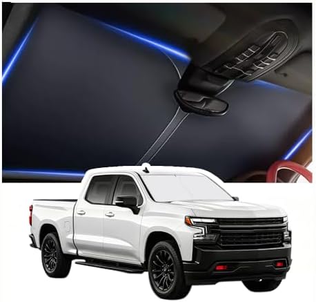 Car Windshield Sun Shade Compatible with Chevrolet 2019-2026 Silverado 1500,Oxford Cloth Sun Shade for Car Windshield with Foldable Design,Windshields Cover Suns Shades with Storage Bag by Aokdom