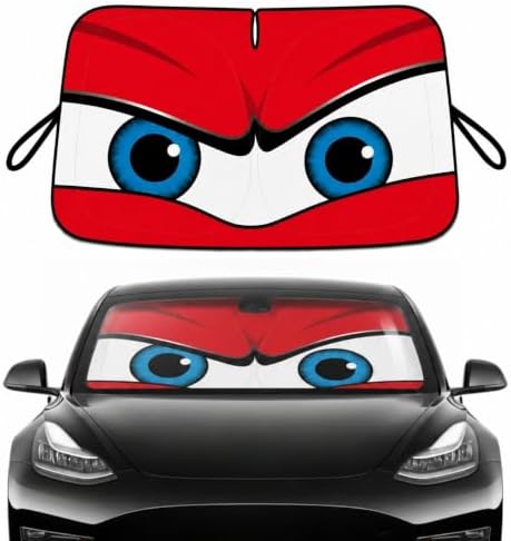 Tesla Model Y/3 Windshield Sun Shade, Angry Red by eygeufg