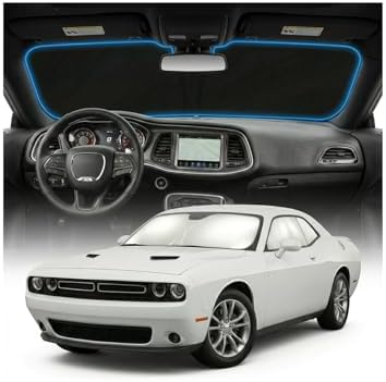 for Dodge Challenger Sun Shade Windshield Cover - Custom Fit Challenger Accessories 2015-2023 Sunshade Foldable UV Protection & Heat Shield Sun Visor Accessories by Unknown