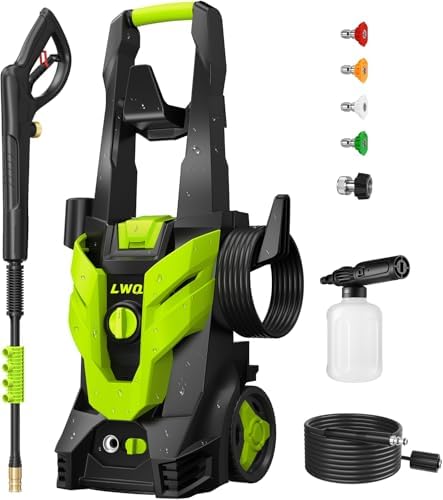 Pressure Washer, Power Washer with 4 Quick Connect Nozzles 1 Foam Cannon, High Pressure Cleaning Machine for Cars/Fences/Driveways/Patios/Farms/Home Cleaning(Bright Green) by LWQ