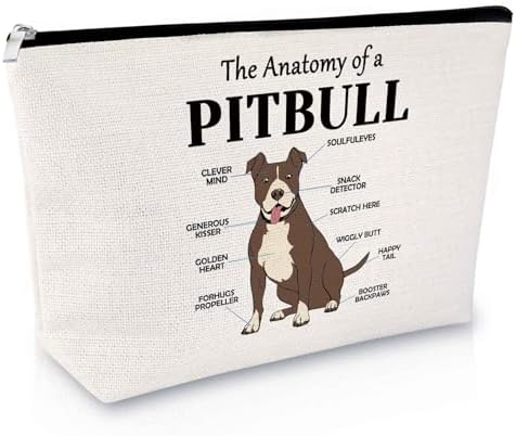 Pitbull Dog Gifts for Women Makeup Bag Pitbull Dog Lovers Gift Cosmetic Bag Pitbull Themed Gifts Pitbull Owner Gift Pet Dog Gift Pitbull Mom Gift Birthday Christmas Gifts for Her Travel Toiletry Bag by Sfodiary