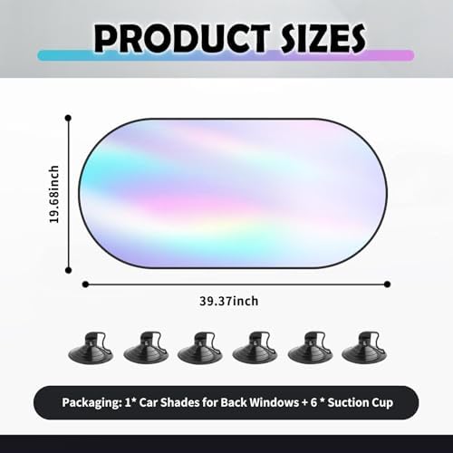 39.37×19.68" Car Rear Window Sun Shade with 6 Suction Cups,Upgraded Back Window Sun Shades for Car Reduces Heat & Protects the Interior,Cars Windows Shades for Most Cars/SUVs - Image 2