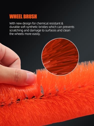 SPTA 8Pcs Wheel & Tire Brush Car Detailing kit, Easy Reach Wheel and Rim Brush, 5pcs Detailing Brushes, Short Handle Cleaning Brush, 1pc Microfiber Cleaning Cloth, Great to Clean Dirty Tires - Image 4