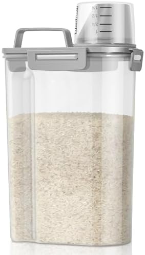 TBMax Rice Storage Container 3 to 5 Lbs - Small Pet Dog Cat Food Container Dispenser with Easy Pouring Spout & Cup, Portable Cereal Container for Small Spaces, Travel, or Daily Use by TBMax