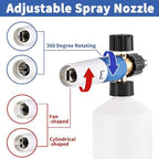FENG PAI Pressure Washer Foam Cannon with Dual Connector Accessory & 7 Power Washer Sprayer Nozzles, Double Tip Attachment For Soap Cannon, 1/4" Quick Connect, 3600 PSI - Image 5