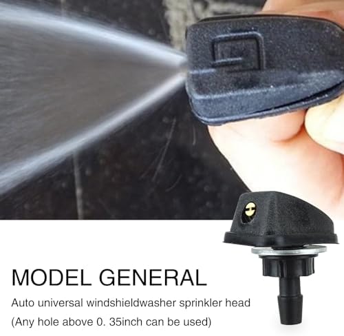 Pack-2 Car Front Windshield Washer, Automotive Wiper Nozzles, 0.31" Sprayer Head Replacement Parts, Single Hole Adjustable Fan-shaped Kit, Universal for Most Cars, Trucks (Black) - Image 3