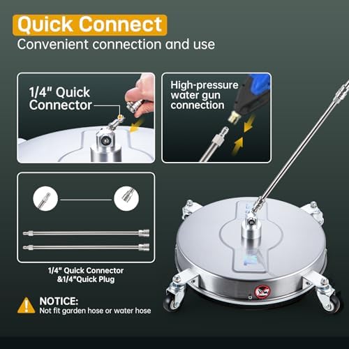 TOR 16.5" Pressure Washer Surface Cleaner with 4 Wheels, Surface Cleaner for Pressure Washer, 2 Extension Wands, 2 Replacement Nozzles, Power Washer Surface Cleaner for Concrete, Driveway - Image 5