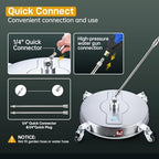 TOR 16.5" Pressure Washer Surface Cleaner with 4 Wheels, Surface Cleaner for Pressure Washer, 2 Extension Wands, 2 Replacement Nozzles, Power Washer Surface Cleaner for Concrete, Driveway - Image 5